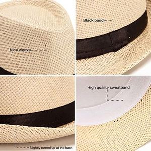 Custom Short Brim Breathable Mesh Summer Straw Sun <b>Hat</b> Unisex Fedora Panama with Custom Logo and Colors for Adults & Children - Product Image 3