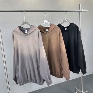 Yingling 100% Cotton 450G French Terry Acid Washed <b>Hoodie</b> Custom Logo Elastic Bottom Oversize No <b>String</b> <b>Hoodie</b> - Product Image 1