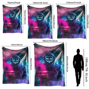 Couverture polaire néon pour homme, couverture de sieste douillette et chaude, super douce pour les voyages et le camping, impression personnalisée, vente en gros - Product Image 5