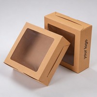 Boîte d'emballage de gâteau avec logo personnalisé, boîte à pain, boîte à sushi avec fenêtre en PET, boîte en papier kraft pour poulet frit
