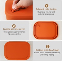 Boîte à lunch portable en silicone de qualité alimentaire, anti-fuite, avec couvercle, forme et couleur personnalisées, compatible micro-ondes, pour adultes et enfants