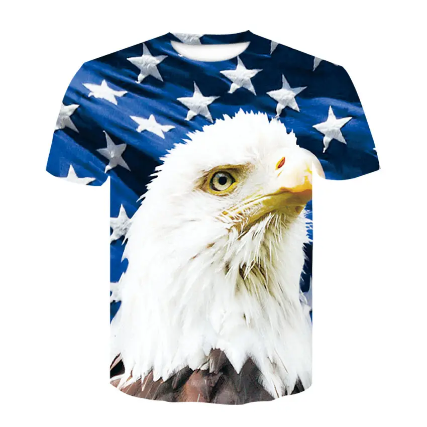 Нет минимального заказа, Мужская футболка с 3D сублимационной печатью, дешевые пустые футболки с вашим логотипом на День Независимости