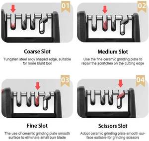 เครื่องลับมีดอเนกประสงค์แบบสามขั้นตอน หินลับมีดสำหรับใช้ในบ้าน ลับคมกรรไกรและมีดได้อย่างรวดเร็ว - Product Image 3