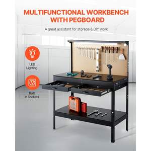 DB vente en gros 47.2 pouces établi robuste prises de panneau perforé capacité de 242.5 lb noyau métallique antistatique pour laboratoire de travail du bois nouveau U - Product Image 2