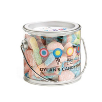 Boîtes d'emballage cylindriques en fer blanc imprimées sur mesure, mini-boîtes transparentes pour bonbons, biscuits et snacks avec poignée