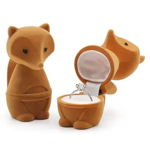 Custom Cute Animal Velvet Jewelry Box Kids' Ring Gift Packaging Factory Sales Jewelry Case