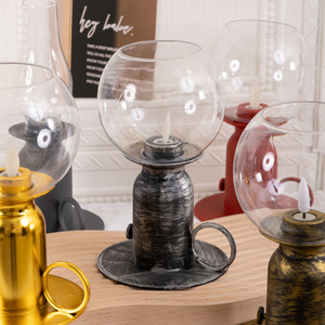 Plástico transparente redondo querosene lâmpada vela flameless LED vela retro querosene lâmpada home decor partido evento decoração interior - Product Image 4