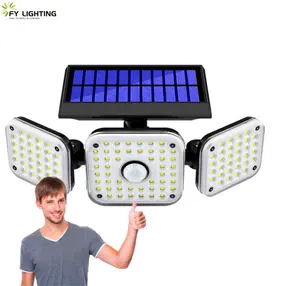 High Bright Lamps IP65 Waterproof Wide Angle LED Solar Powered Saving Energy 3 Heads Split Solar Wall Light