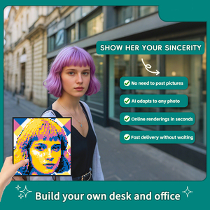 Nghệ thuật xây dựng khối 1x1 dots gạch tường Chân Dung nhựa Mosaic xây dựng khối, câu đố hình ảnh khung với logo - Product Image 3