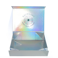Boîte cadeau rigide pliable personnalisée avec logo en feuille holographique pour cosmétiques, soins de la peau, bijoux, emballage cadeau