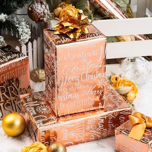 MAYPLUSS Foil Christmas <b>Wrapping</b> <b>Paper</b> 17 Inch X 33 Feet Rose Gold Script Snowflake Anti Curl Roll - Product Image 4