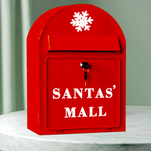 Boîte aux lettres murale vintage en fer, décorative de Noël, en métal, avec affichage latéral pour jardin extérieur - Product Image 1