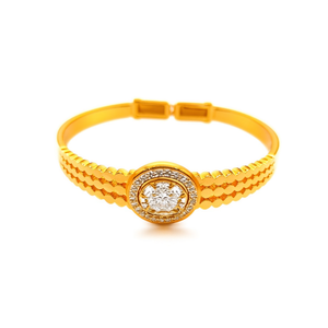 Bracelet en diamant, acier inoxydable 316L, plaqué or PVD, pierre centrale ronde, bijoux tendance, cadeau pour femme - Product Image 2