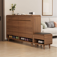 Meuble à chaussures rétro multicouche incurvé avec tabouret, mobilier de maison écologique pour villa et salon, rangement anti-poussière