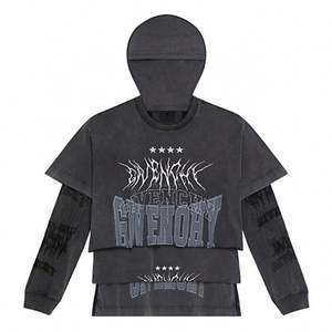 Sudadera con capucha bordada con Apliques y logotipo personalizado para hombre, Sudadera con capucha extragrande de doble capa lavada Vintage - Product Image 2