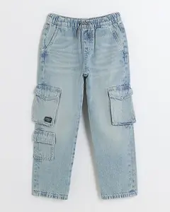 2024 ragazzi blu Jeans Cargo elasticizzati giovani pantaloni in Denim allungati