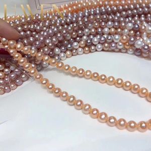 שרשרת פנינים טבעיות עגולות H.WEN 1-6A, 2-12 מ\\\"מ, איכות גבוהה, ברק גבוה, פניני מים מתוקים בצורת תפוח אדמה - Product Image 3