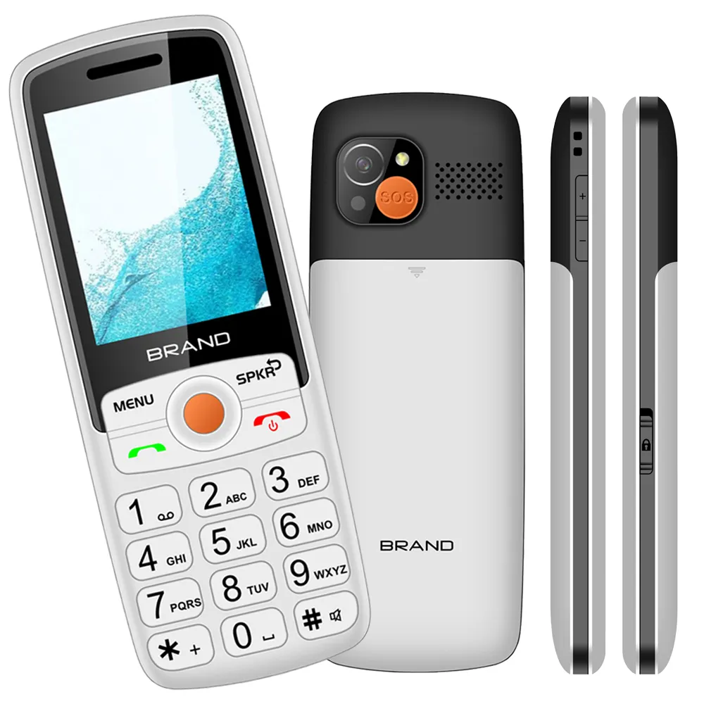 Barra de 2,4 pulgadas 4G teléfonos senior con SOS teléfonos móviles básicos 2500mAh batería de espera larga inalámbrica FM botón grande