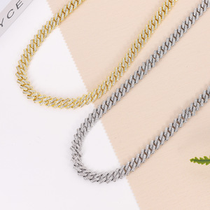 Flat Cuban <b>Chain</b> with Full Crystals for Men and Women <b>Iced</b> <b>Out</b> Hip Hop Style Gold Plated Necklace With Watch Clasp - Product Image 6