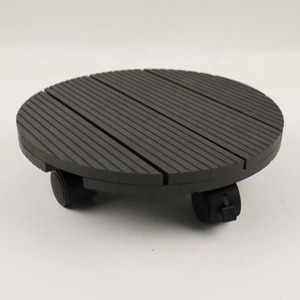 Chariot à plantes WPC mobile, robuste, portable, avec 2 <span class=keywords><strong>roulettes</strong></span> métalliques verrouillables pour une utilisation en intérieur/extérieur (noir) - Product Image 2