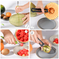Multifunctionele roestvrijstalen fruitschepset 3-in-1 fruit snijder keuken gadget fruit en groente gereedschap