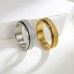 Anillo De Acero Inoxidable Frosted Stainless Steel Moon and Star Fidget <b>Rings</b> for Men Anti <b>Stress</b> and Anxiety Rotating Anillos - Product Image 3