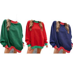 <b>Womens</b> Casual <b>Red</b> Embroidered Crewneck Sweatshirt Long Sleeve Loose Fit Pullover Spring Autumn Polyester/Cotton Anti-Pilling - Product Image 1