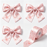 Ruban en satin rose pâle Sakura de luxe, nœud personnalisé imprimé en gros, boîte cadeau pour les fêtes, décoration de cheveux pour baby shower et mariage, certifié OEKO-TEX