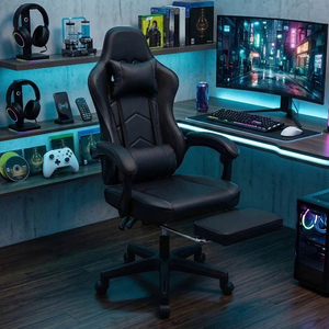 <span class=keywords><strong>Silla</strong></span> Gamer de Cuero de Alta Calidad y Económica 2026, <span class=keywords><strong>Silla</strong></span> de Juego Ergonómica con Respaldo Alto, Negra, con Reposacabezas y Soporte Lumbar - Product Image 3