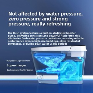 Bidet intelligent moderne à poser au sol, carré, avec siphon en S, siège chauffant, capteur <span class=keywords><strong>de</strong></span> pied, télécommande et chasse d'eau par gravité - Product Image 5