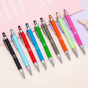 Nouveauté : Stylos personnalisés multicolores, vente en gros de stylos à bille avec logo imprimé, stylo tactile en métal avec revêtement en caoutchouc doux - Product Image 1