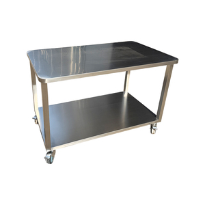 <span class=keywords><strong>Banco</strong></span> <span class=keywords><strong>da</strong></span> <span class=keywords><strong>lavoro</strong></span> personalizzato a doppio strato in acciaio inossidabile per la preparazione degli alimenti 4 ruote - Product Image 2