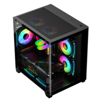Boîtier PC AntarcChill M-ATX Série SE, verre incurvé transparent, boîtier de jeu, côté en verre trempé, carte mère de bureau, tour moyenne