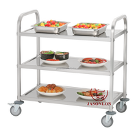 Kommerzieller Edelstahl Abnehmbares Restaurant Hotelzimmer Servier wagen Lebensmittel wagen Vierkant rohr Servier wagen