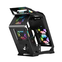 Ruix K1 Mid Tower Computer Case Unique Design Fashionable USB1.0 HD Audio Port Tempered Glass Multi-purpose for Gaming PCs Stock