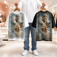 T-shirts d'été pour hommes en coton brodé de haute qualité, col rond, coupe ample, respirants, à manches courtes
