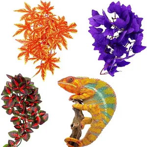 3 pièces de plantes reptiles artificielles suspendues de 12 pouces plantes de terrarium en soie vignes suspendues avec ventouse pour lézards barbus