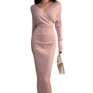 Vestido <span class=keywords><strong>de</strong></span> Punto <span class=keywords><strong>de</strong></span> Un Solo Hombro Pure Desire para <span class=keywords><strong>Mujer</strong></span>, Nuevo Vestido <span class=keywords><strong>de</strong></span> Suéter Ajustado <span class=keywords><strong>de</strong></span> Alta Gama para Otoño e Invierno, Vestido Entallado para Primavera - Product Image 1