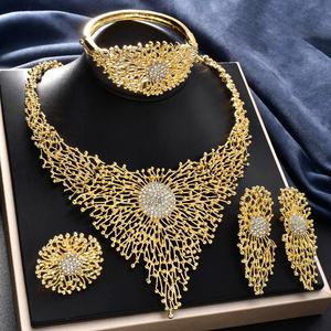 New Arrival 14k Gold Plated Copper Exquisite Necklace Earrings Ring Bracelet Bridal <b>Jewelry</b> <b>Sets</b> <b>for</b> <b>Women</b> - Product Image 5