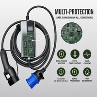 Cargador Portátil Universal para Vehículos Eléctricos Tipo 2 110-250V CA con Pantalla LCD IP67, Corriente Ajustable, Temporizador de 8H, Enchufe UK/EU
