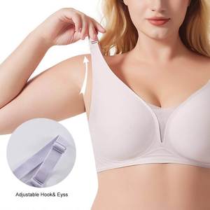 Reggiseno Comodo e Morbido in Rete Floreale <span class=keywords><strong>Imbottito</strong></span> Taglie Forti Senza Cuciture con Spalline Sottili Intrecciate Estive e Funzione Push-Up Regolabile - Product Image 5