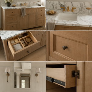 Mobile <span class=keywords><strong>Bagno</strong></span> Moderno di Lusso in Legno con Lavabo e Specchio, Set Mobile Lavabo Singolo Freestanding per Progetti Hotel e Appartamenti - Product Image 2