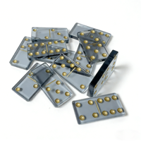 Jeu de dominos personnalisé en acrylique, blocs de dominos professionnels en Lucite double 6 transparents noirs gravés pour le divertissement