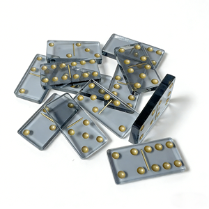 Juego de Dominó de Acrílico Personalizado, Dominó Profesional de Lucite Doble 6, Seis Fichas Transparentes <span class=keywords><strong>Negras</strong></span> Grabadas para Juegos de Entretenimiento - Product Image 1