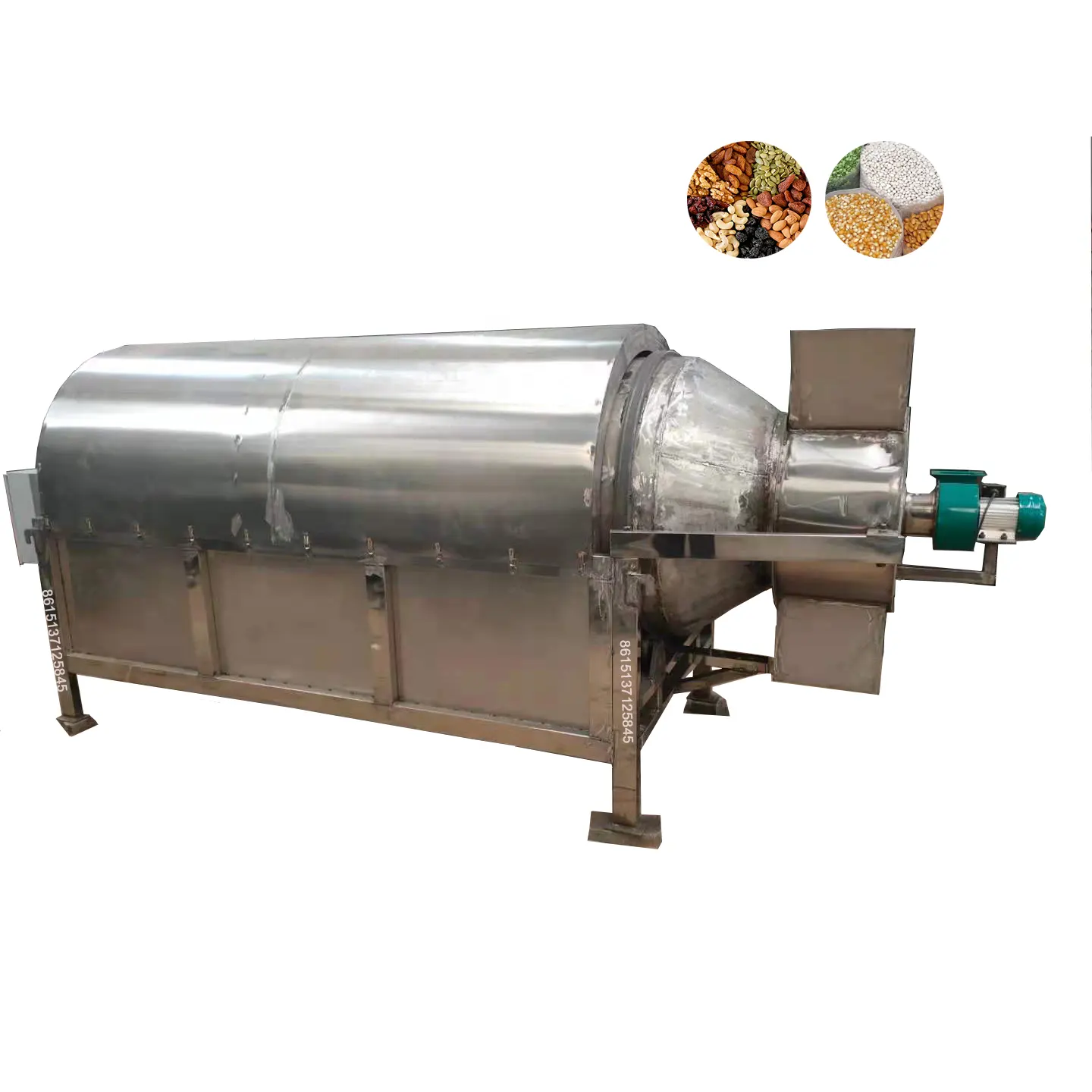 Stainless steel industry grain dryer machine rice peanut grain chilli bean seed pepper maize rotary drum dryer food grade