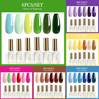 Lot de vernis à ongles en gel en gros, nouvelle tendance, ensemble de 6 couleurs, longue tenue, sans trois composants nocifs, durcissement UV/LED, coffret cadeau exclusif pour salons de manucure