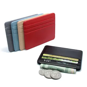 الجملة أزياء بسيطة تصميم بطاقة بنك ائتمانية مربع محفظة بطاقة ضئيلة حالة تغطية حقيبة للجنسين الجلود حاملي بطاقات الائتمان