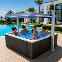 Jacuzzi de Lujo Independiente para Exteriores con Techo LED Automático, Bañera de Hidromasaje para Proyectos de Hoteles y Villas