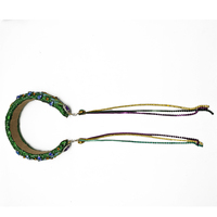 Serre-tête unique à chaîne de strass et pompons pour le Mardi Gras, accessoire capillaire scintillant pour les festivals de musique et Noël