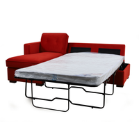 Canapé-lit sectionnel en tissu rouge en forme de L avec rangement et chaise longue pour salon, appartement, mobilier de maison